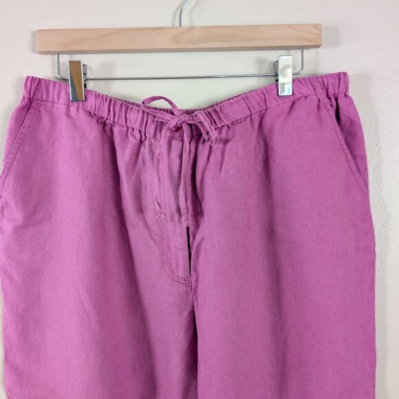 High Waisted Purple Wide Leg Linen Pants‎ with Floral Embroidery - Plus Size 18 - Picture 6 of 12